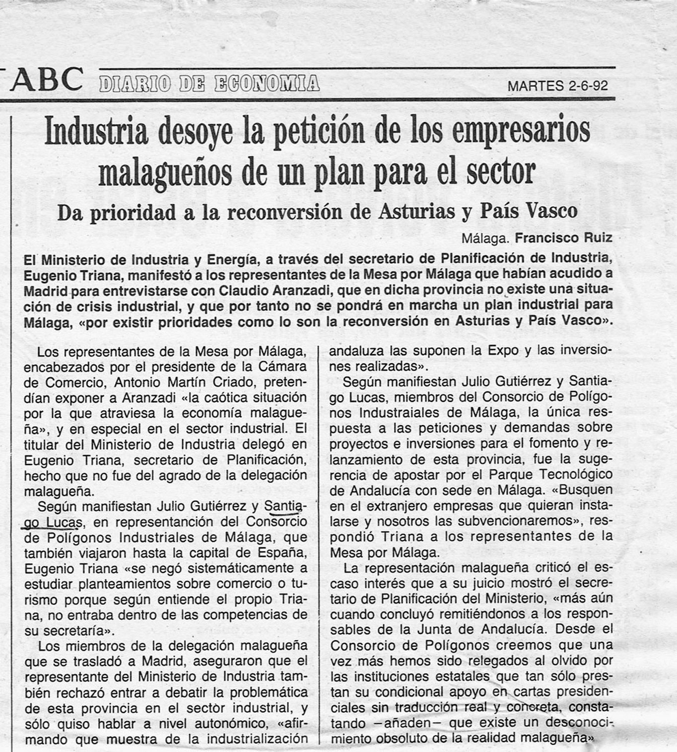 Málaga, la eterna perjudicada en el reparto industrial de España